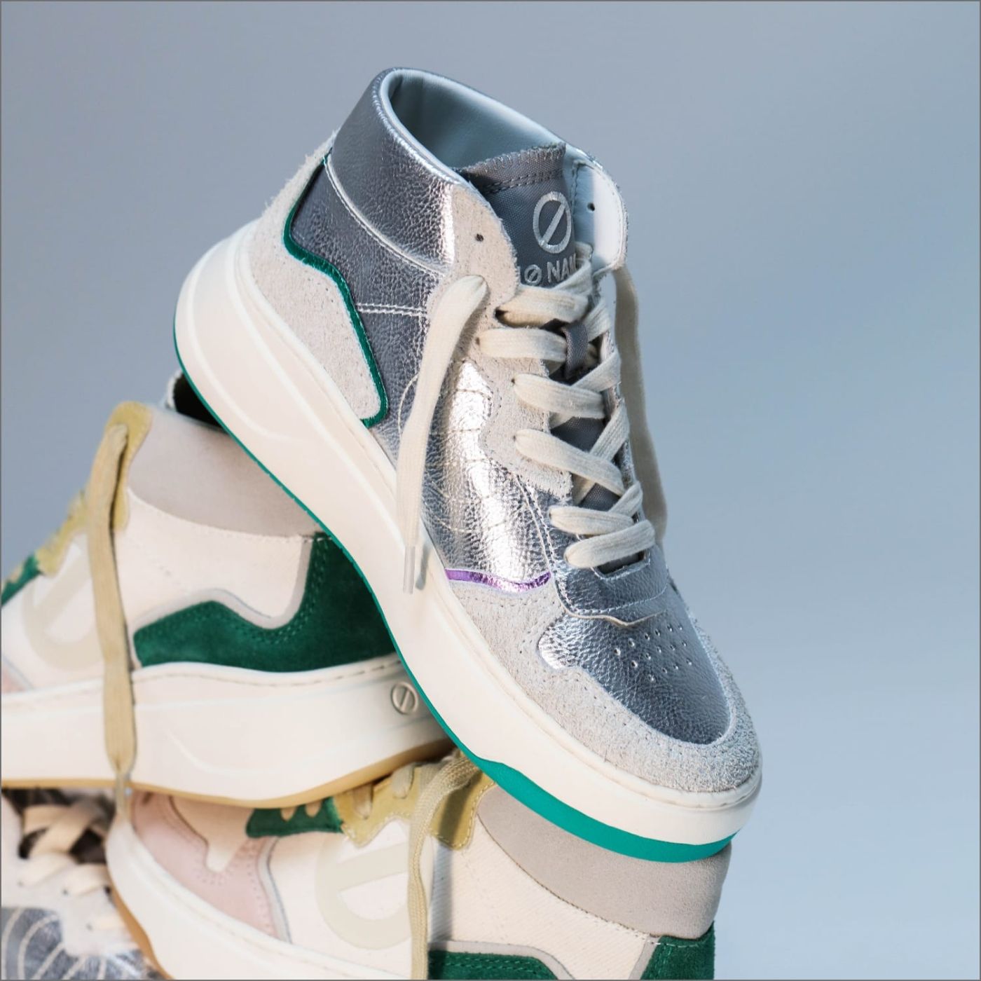 BRIDGET MID - FOLY/HAIR SUEDE - SILVER/WHITE